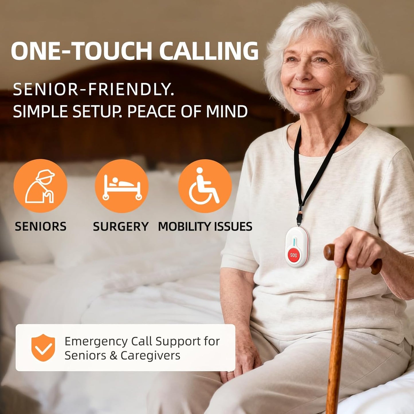 CallToU Caregiver Pager - Wireless Call Button for Elderly at Home, Portable Nurse Alert System with Vibration & Sound Alerts for Seniors and Disabled （ 2 Call Buttons + 3 receivers）