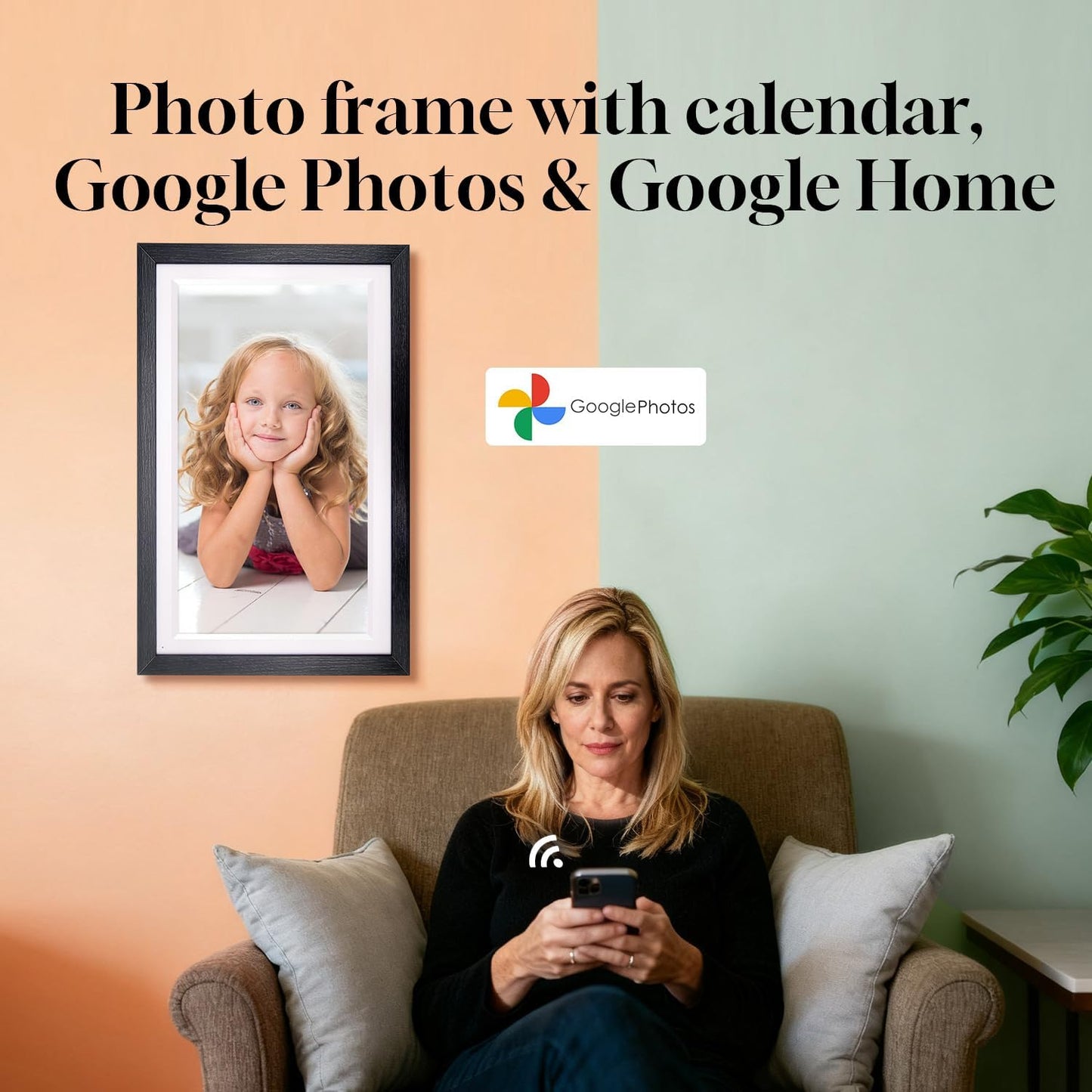 15.6" All-in-one Smart Display|Digital Google Calendar No Subscription|Picture Frame with Anti-Glare Touchscreen|Built-in Li-Battery|Wall-Mount or Desktop|Google Home Hub,App Store (15.6" Walnut Wood)