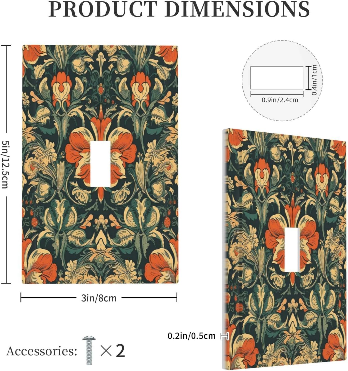 Light Switch Cover William Morris Abstract Floral Plant Pattern Orangeyellowgreen 1 Gang Single Toggle Device Electrical Faceplate Switchplates Decorator Outlet Wall Plate for Bedroom