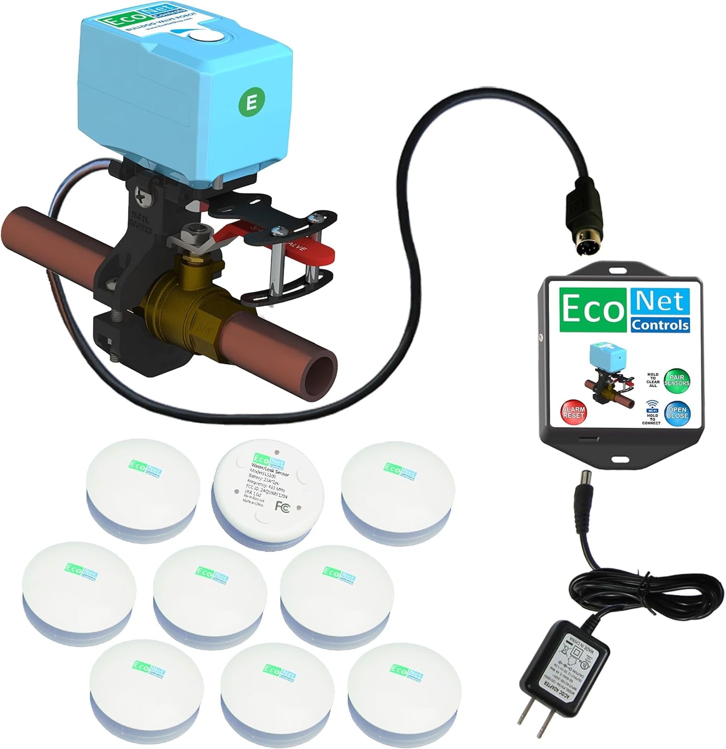 EVC400-MW-SK9 Bulldog Matter Over WiFi Starter Kit with 9 sensors - Easy Installation, No Plumbing Required, Smart Home Optional