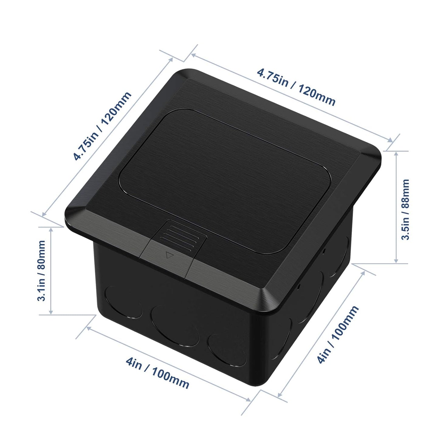 KYHSHJ 4.8A USB Chargers Pop Up Floor Waterproof Electrical Outlet Receptacle Stainless Steel Box,Black