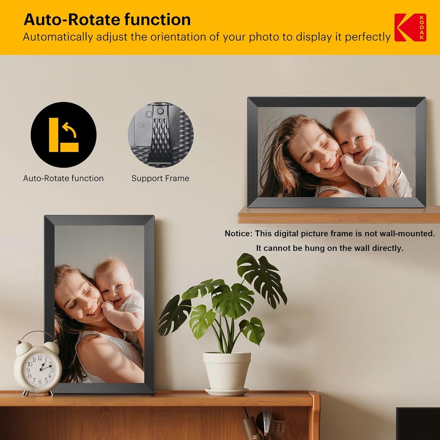 KODAK Digital Picture Frame, 32GB 15.6 Inch WiFi Digital Photo Frame 1920x1080 HD IPS Touch Screen, Auto-Rotate, Share Photos and Videos via KODAK App, Farther's Day for Man