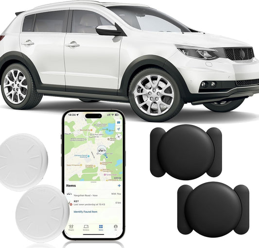 Vehicle GPS Tracker,No Subscription Car Tracker Works with Apple Find My App(iOS Only),Real-Time Monitoring Hidden Tracking Device for Car,Van,Motorbike,Caravan,Motorcycle (Black,2PCS)