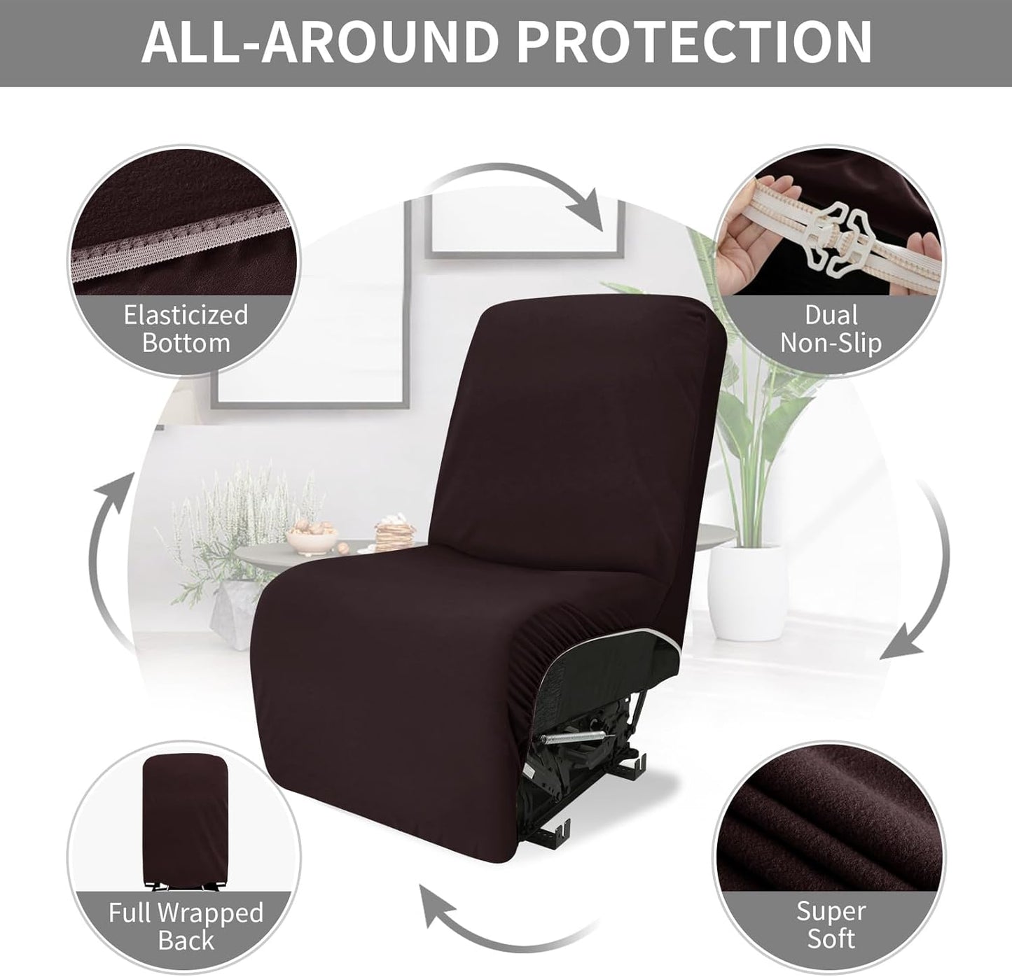 Easy-Going 100% Waterproof Recliner Cover Additional Seat Cover for Reclining Couch, Stretch Sofa Covers Washable Furniture Protector for Kids & Pets, 1 Seat, Chocolate