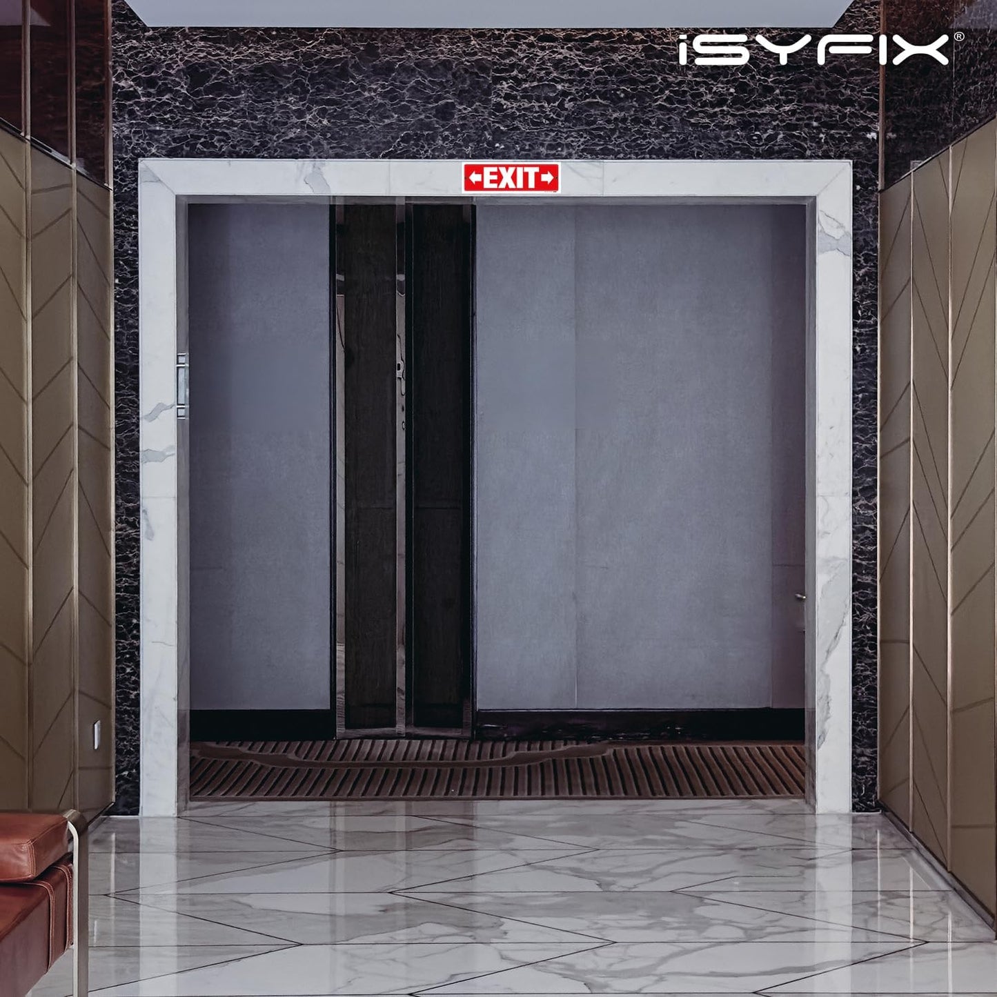 iSYFIX Exit Signs - 2 Pack 12x4 Inch Directional Right & Left Arrow Signs, 40 mil Polystyrene Plastic, UV Laminated, Scratch & Fade Resistant, Waterproof - Ideal for Office, Theater, School, Business