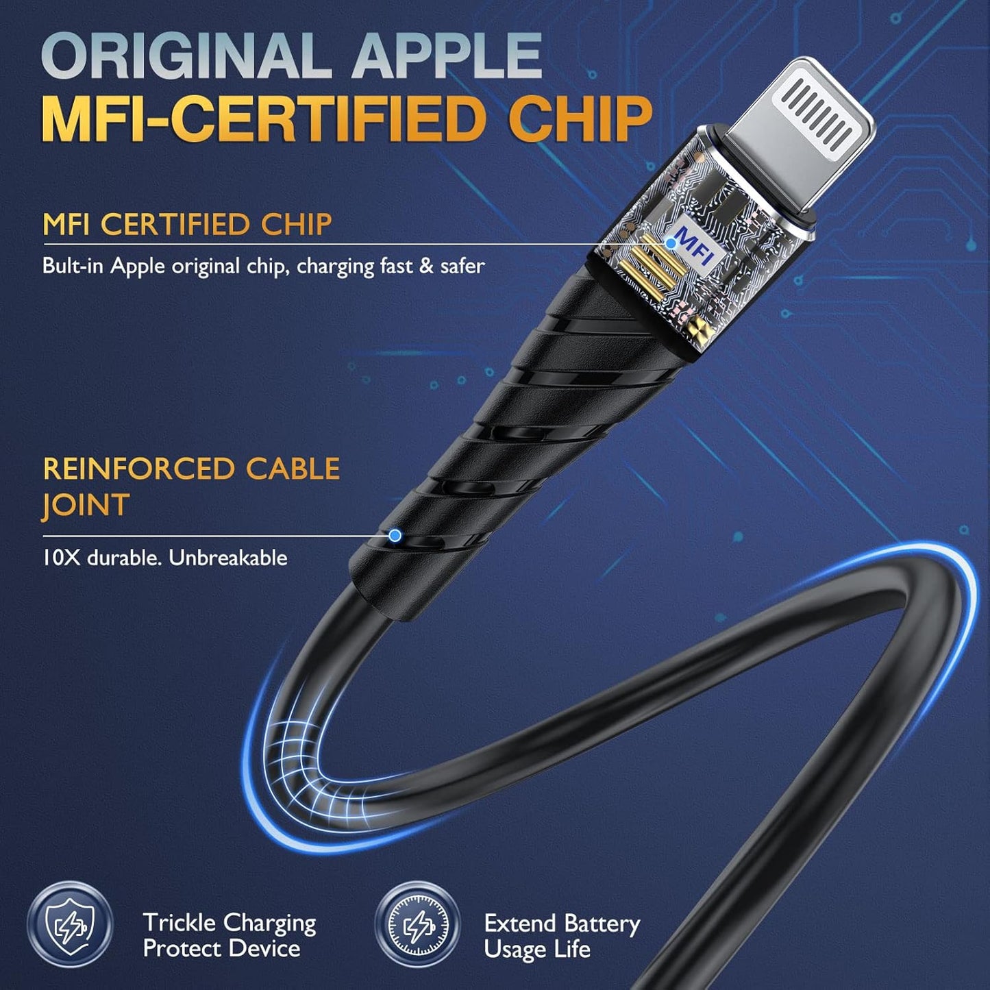 OIITH MFi Certified Short for iPhone Charger Cable 3 Pack 1 Ft, 12 inch for Lightning Charging Cord, Fast 2.4A for iPhone Data Cord Compatible with iPhone12/11/XS/Max/XR/X/8/8P/7P/6/iPad - Gold