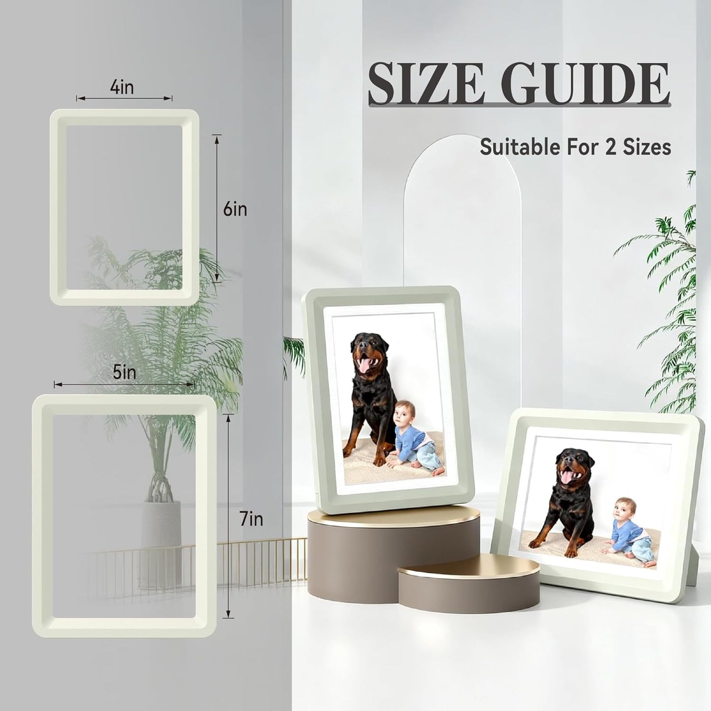 Light Gray 5x7 Picture Frame with Acrylic Front 4 Pack, ABS Frame for 5x7 or 4x9 Photos, Shatterproof UV-Resistant Tabletop Photo Frame, Vertical/Horizontal Display for Home Décor