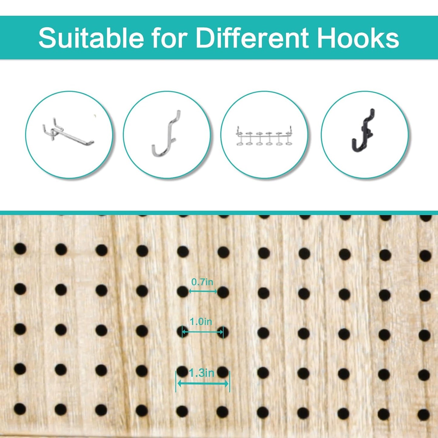 Babion 4 Panel Pegboard Display, Peg Board Room Divider Freestanding Folding Privacy Screens Display Stand for Craft Shows (Natural)