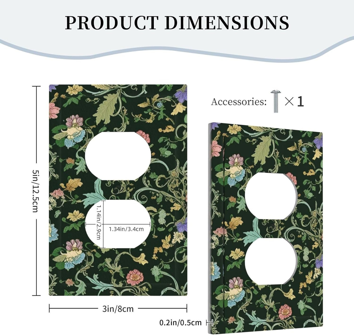 Decorative Outlet Covers Vintage Green Leaf Plant Rustic Pink Flower 1 Gang Duplex Light Switch Cover Plate Wall Plates for Electrical Outlets Switchplate Faceplate