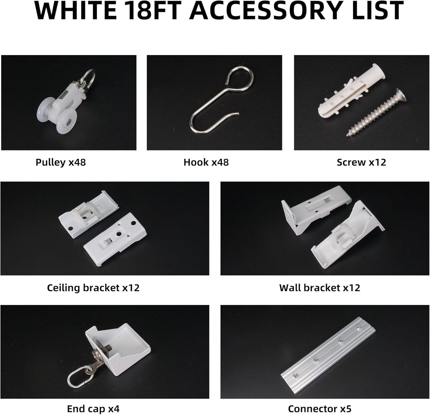 Curtain Track for Ceiling or Wall, Heavy Duty Aluminum Alloy with Smooth Sliding, Easy to Install, White, 3ft To 18ft