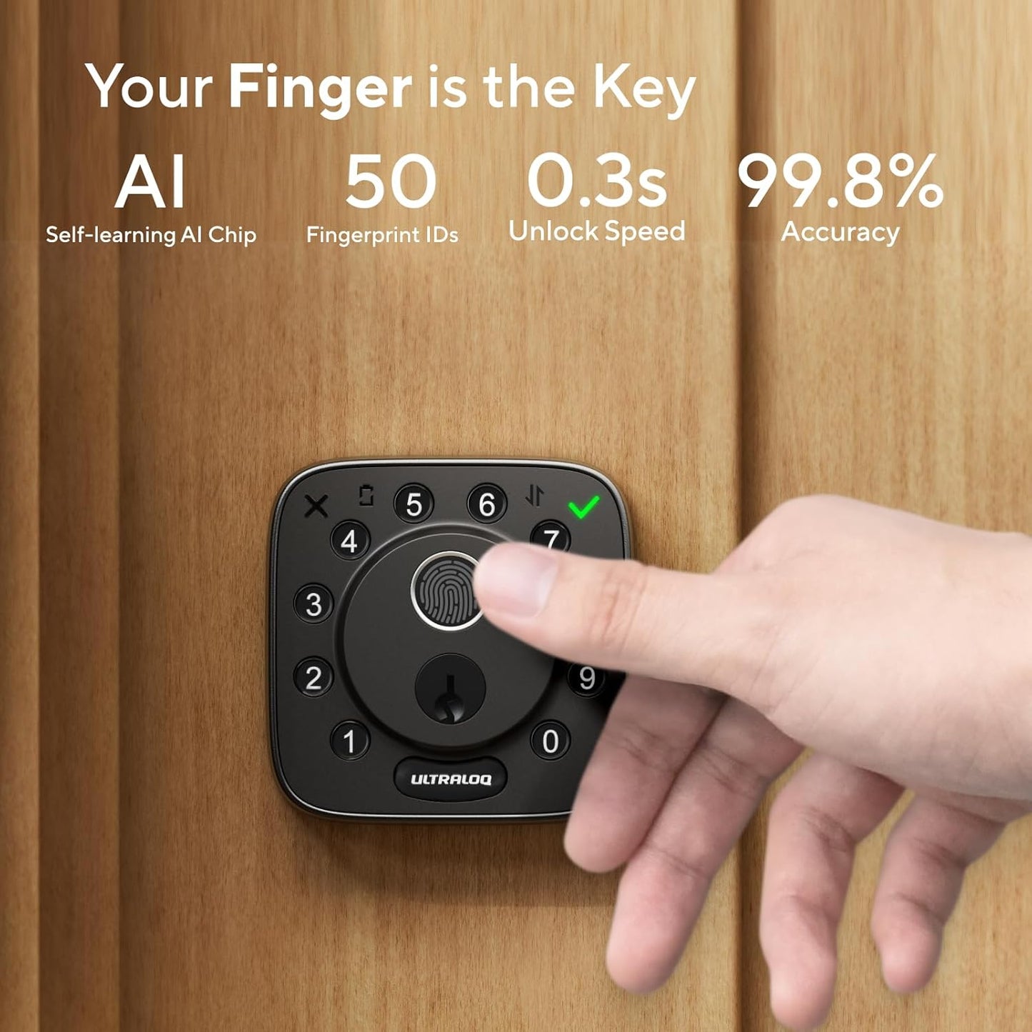 ULTRALOQ Bolt Fingerprint WiFi Smart Lock, Works with Apple Home, Siri, Alexa, Keyless Entry with Fingerprint ID, App Remote Control, Keypad Deadbolt, BHMA Cert., Easy Install, IP65, Black