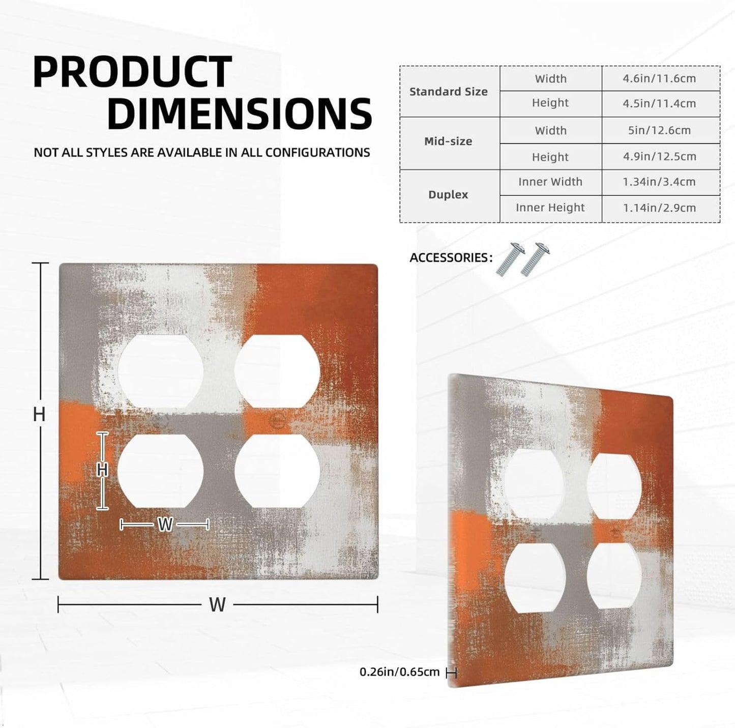 Orange Grey Abstract Art Oil Painting Outlet Covers 2 Gang Double Duplex Decorative Light Switch Covers Electrical Wallplates Socket Faceplate For Home Farmhouse Decor