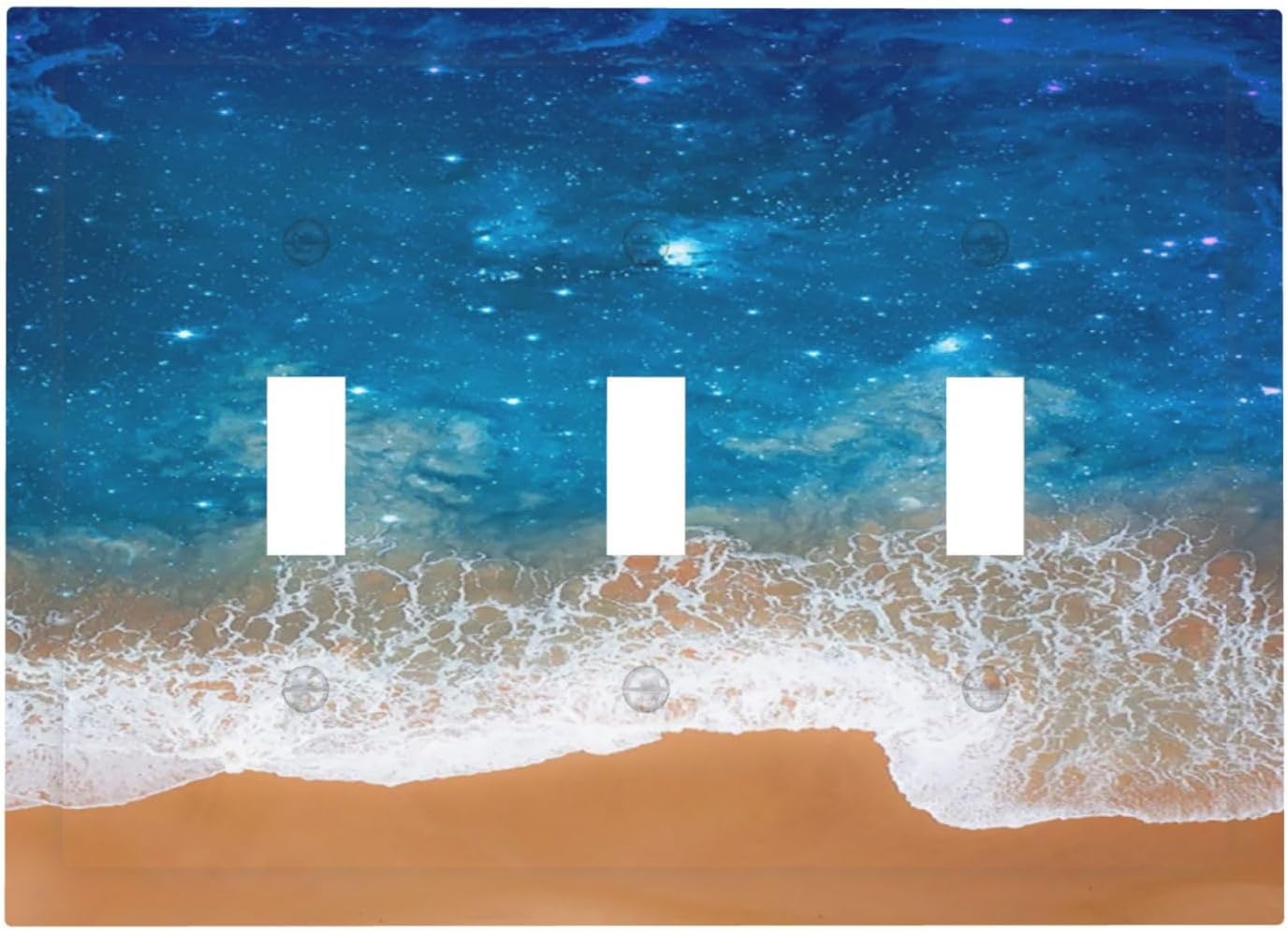 Light Switch Covers Blue Sea Ocean Beach Waves 3 Gang Wall Plates Triple Toggle Outlet Cover Decorative Switchplates Electrical Panel Cover for Kitchen Living Room 4.8 X 6.7 IN