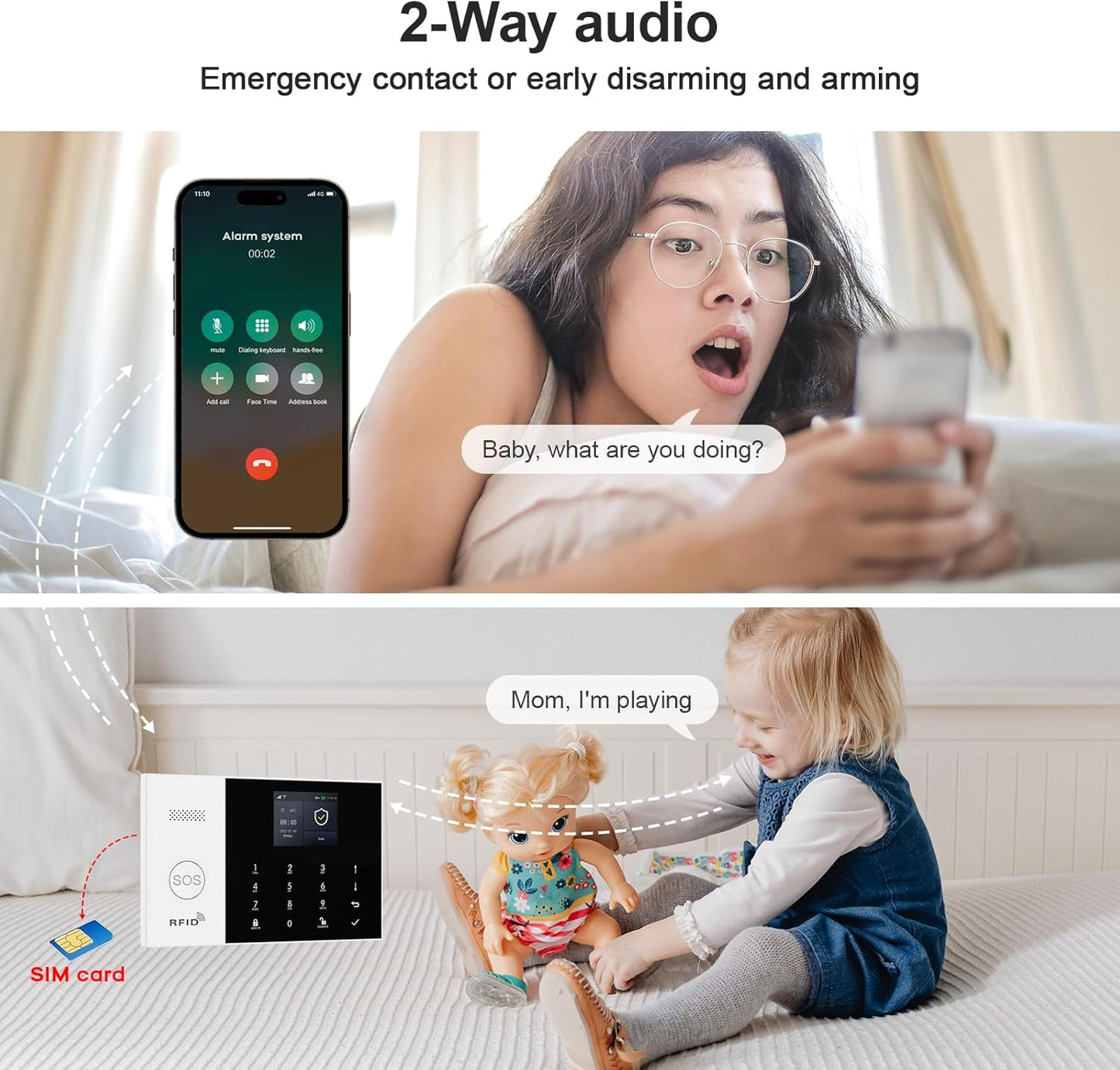 Home Alarm System Wireless,Wireless Security System with 4G SMS/Phone App Alerts,Door Alarms,Motion Detector,Compatible with Alexa&Google for Home,24Psc DIY Kit,No Monthly Fee