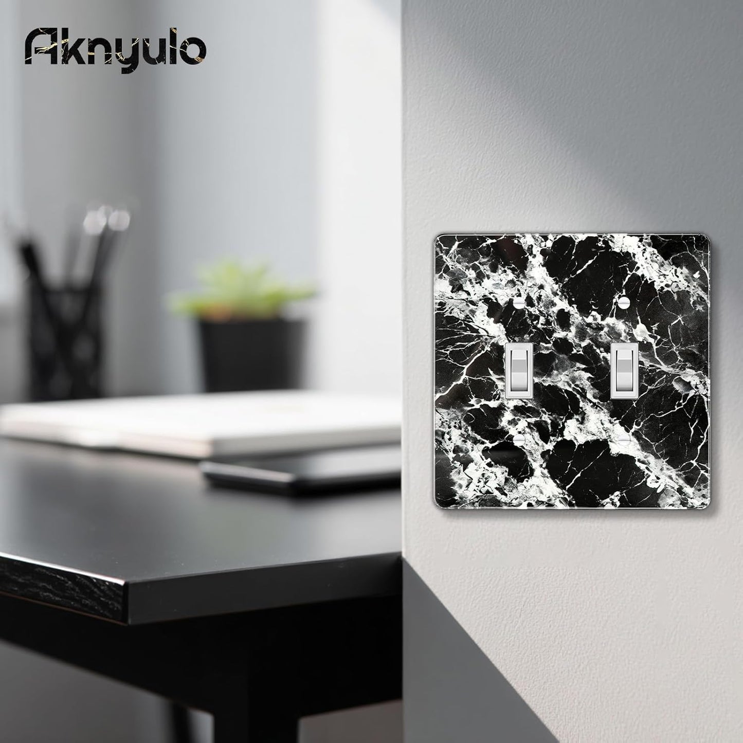 Black White Marble Pattern Acrylic Wall Plate Cover Switch Plate Covers Cover Light Switch Cover Switch Cover Decorative Double Gang Toggle Outlet Covers Switch Cover