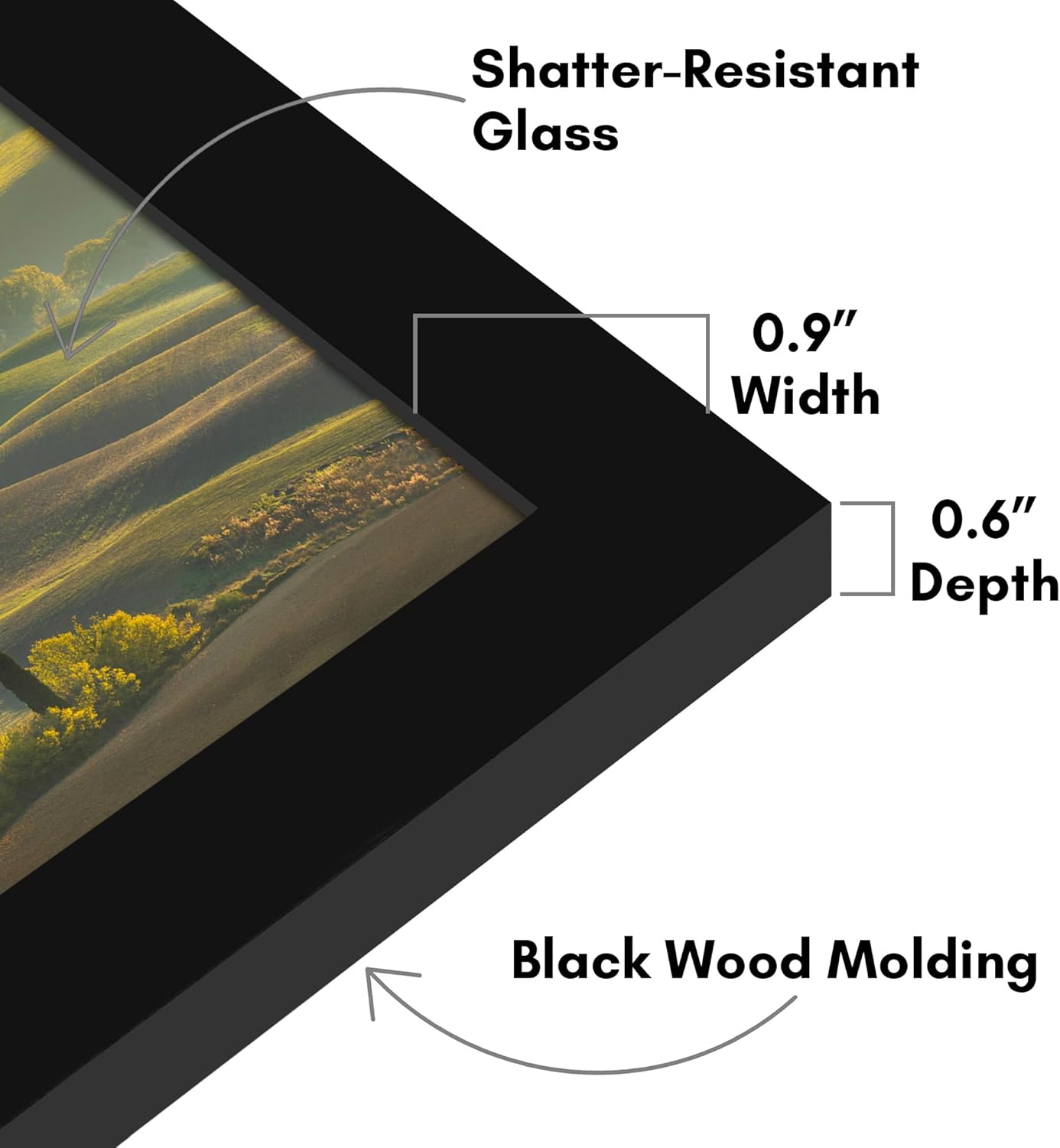 Americanflat 8x9 Picture Frame with Shatter-Resistant Glass - Signature Collection - Gallery-Style Frames Made of Engineered Wood - Photo Frame for Tabletop and Wall Display - Black