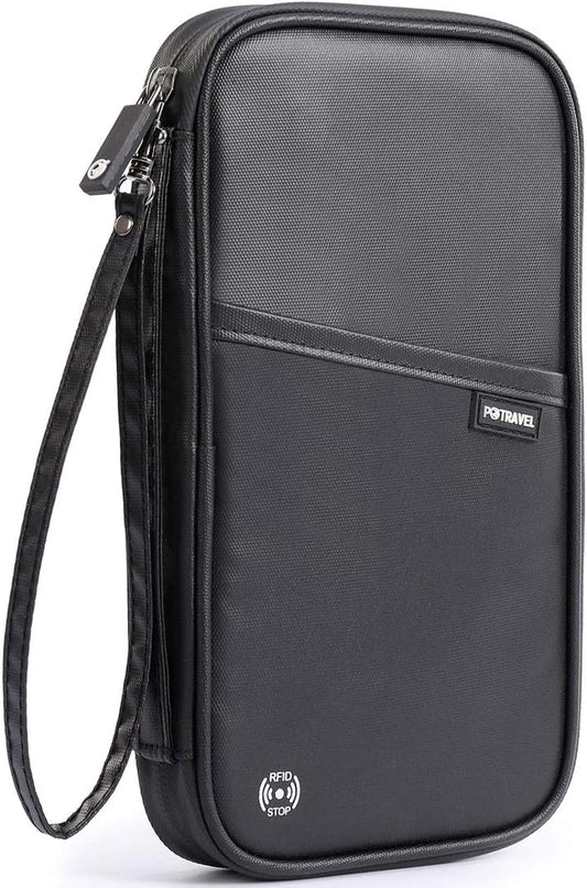 VanFn RFID Travel Passport Wallet, Family Passport Holder, Trip Document Organizer P.Travel Series (Nylon - Black)