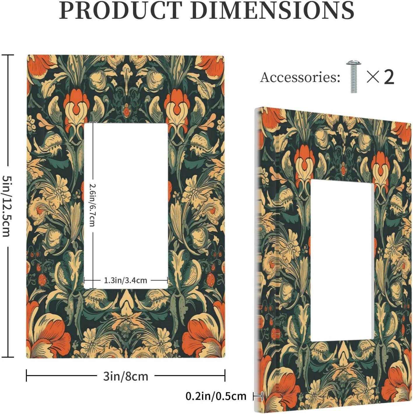 Decorative Outlet Covers William Morris Abstract Floral Plant Pattern Orangeyellowgreen 1 Gang Single Rocker Light Switch Cover Plate Wall Plates GFCI Faceplate for Bedroom living Room Decor