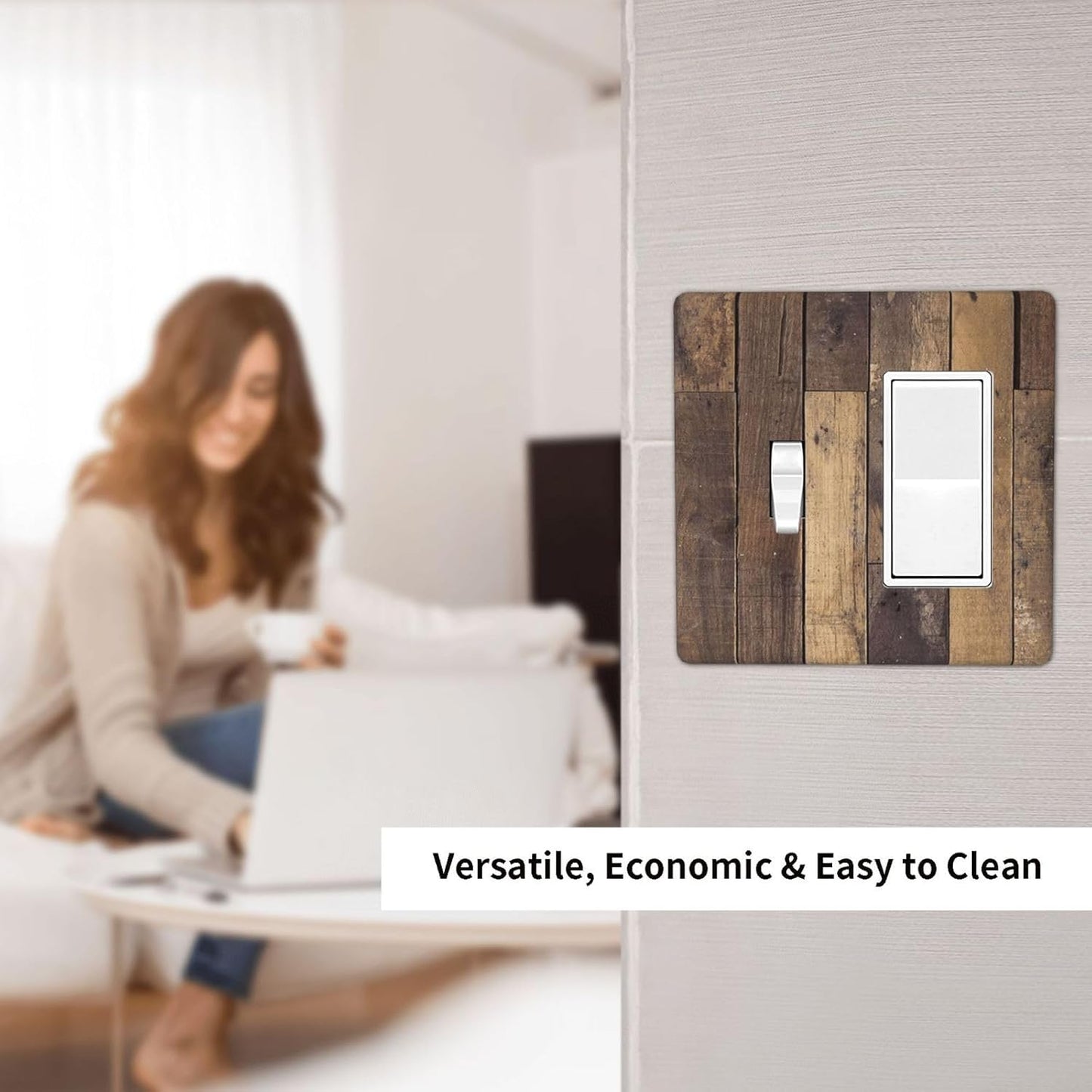 Cool Brown Wood Style Vintage Rustic Print Outlet Covers 1 Toggle 1 Rocker Combination Decorative Wall Plate Electrical Switch Plates Light Switch Cover Plate for Farmhouse Home Decor