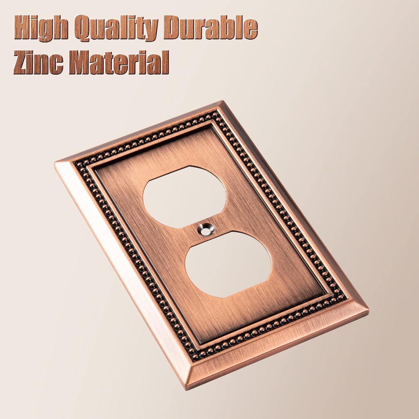 Henne Bery Sunken Pearls Heavy Duty Decorative Wall Plate Switch Plate Outlet Cover (Single Duplex, 2 Pack, Antique Copper)