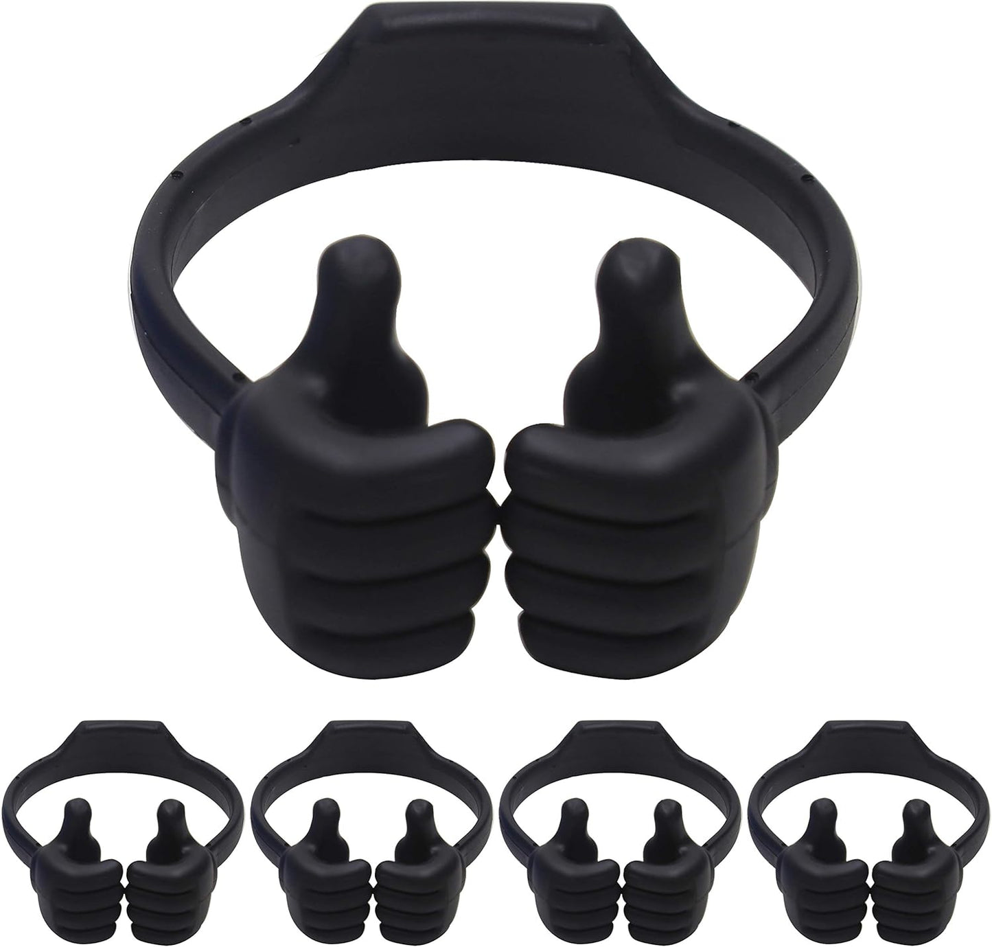 Honsky Cell Phone Tablet Stands (Pack of 5) Thumbs-up Cellphone Holder, Tablet Display Stand, Mobile Smartphone Mount Cradle for Desk Desktop - Universal, Multi-Angle, Cute, Black