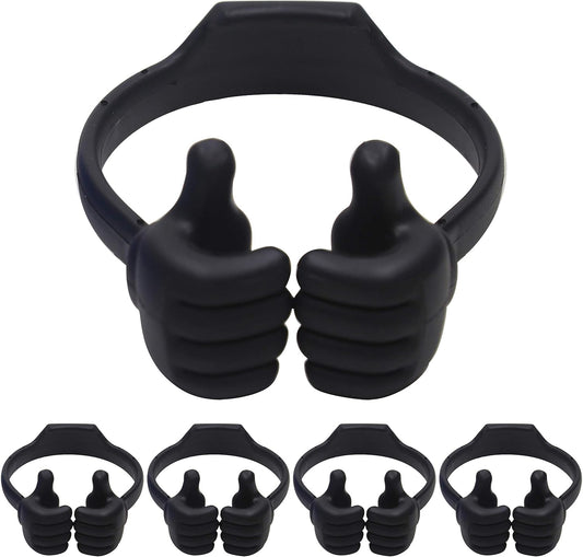 Honsky Cell Phone Tablet Stands (Pack of 5) Thumbs-up Cellphone Holder, Tablet Display Stand, Mobile Smartphone Mount Cradle for Desk Desktop - Universal, Multi-Angle, Cute, Black