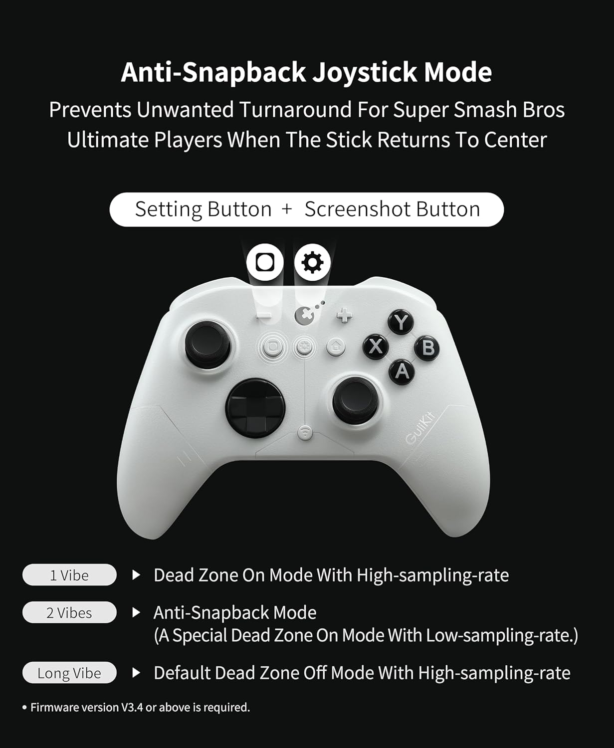 GuliKit ES Fastest Wireless Controller – Hall Anti-Drift&Anti-Snapback Joysticks, Lowest Wireless Latency 3.25ms, Compatible with PC/Switch/Android/Switch 2 Wake-up,30h Battery, Gyro&Turbo for FPS