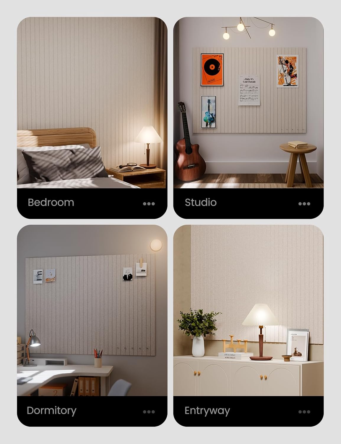 Large Felt Bulletin Board 48" x 36" Cork Board Alternative-12 Pack with 70 Safe Removable Adhesive Tabs, Cork Boards for Walls Cork Board for Home Office Classroom Pin Board (Oatmeal)