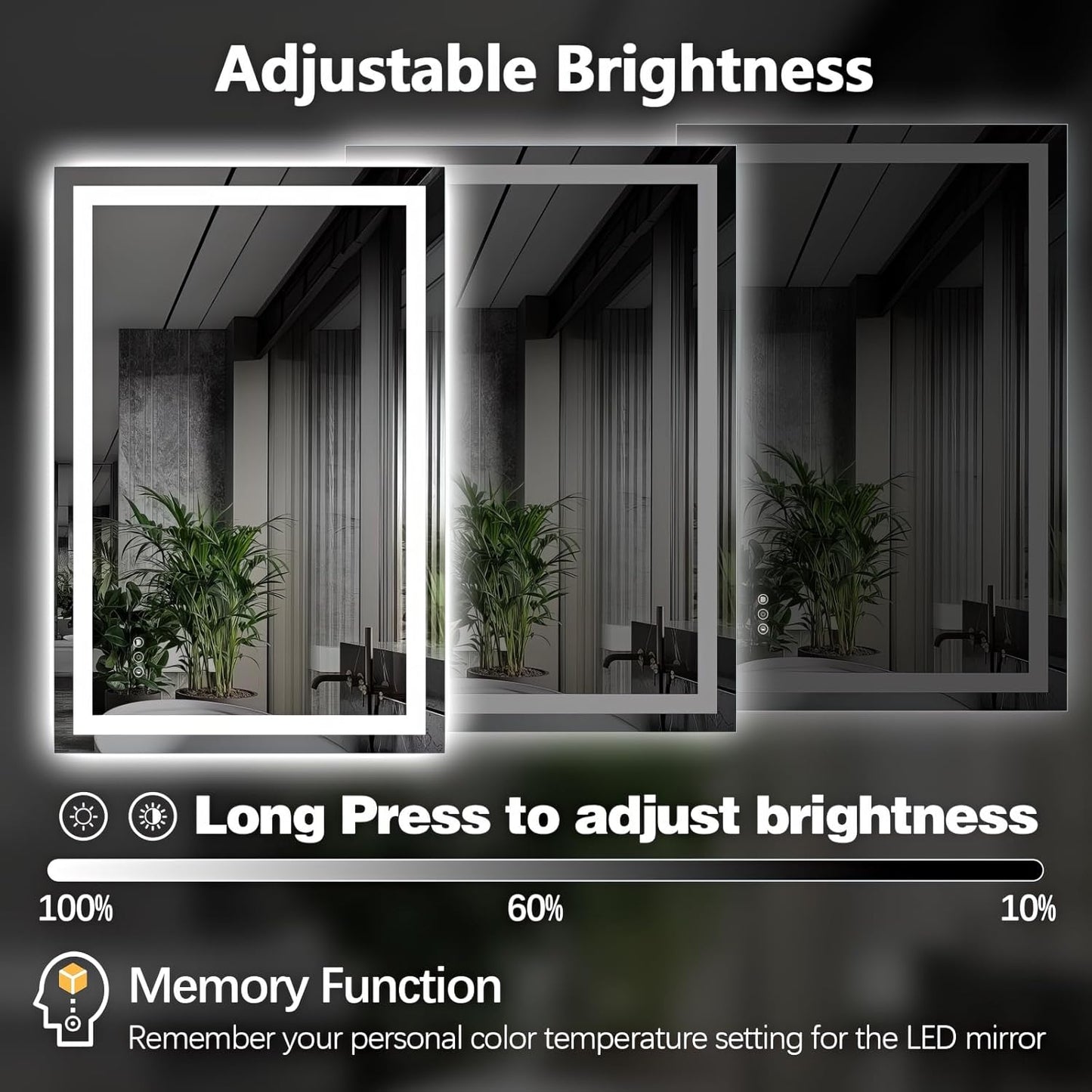 Niccy 36" x 24" LED Bathroom Mirror with Lights, Backlit and Front Lit, Lighted Vanity Mirror for Wall with 3 Colors, Anti-Fog, Shatter-Proof, Memory for Bedroom, Horizontal/Vertical