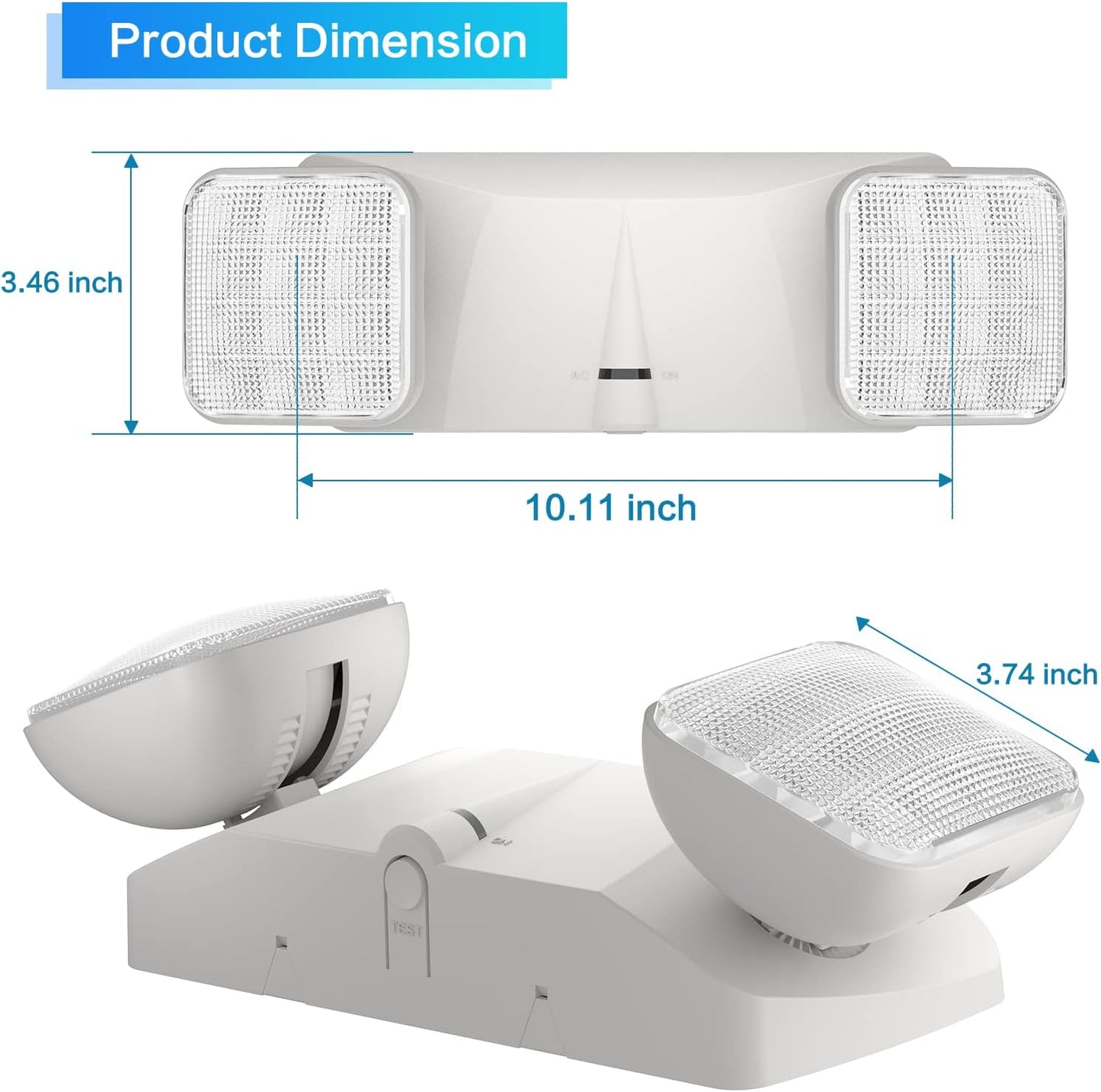SPECTSUN 4 Packs LED Emergency Lights with Battery Backup, Two Head Adjustable Commercial Emergency Lights, UL Listed, AC 120/277V, Hardwired Emergency Exit Light Fixtures for Business/Home.