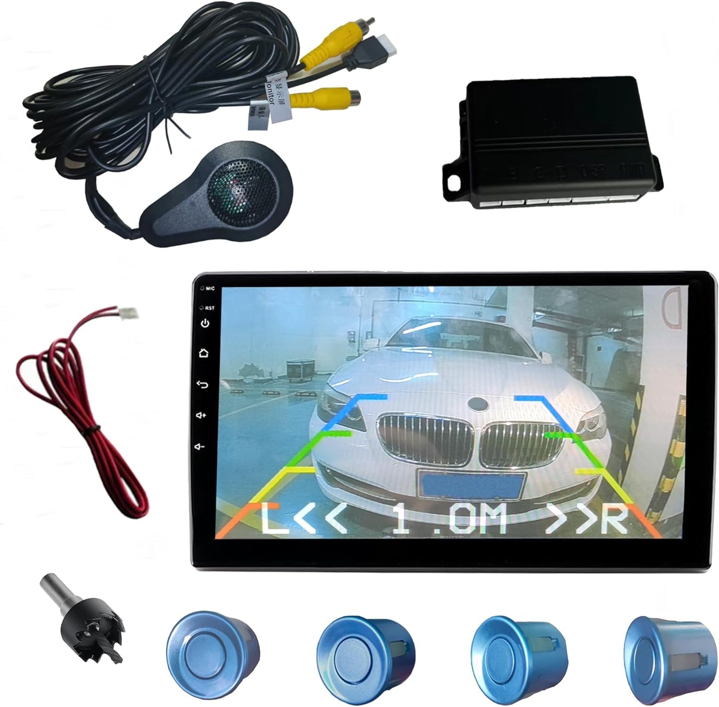 LCD Parking Sensor Kit - Displays Data on Original Screen, Easy Rear Installation, Compatible with CVBS Cameras (Not for AHD), 18 Probe Colors to Match Any Vehicle