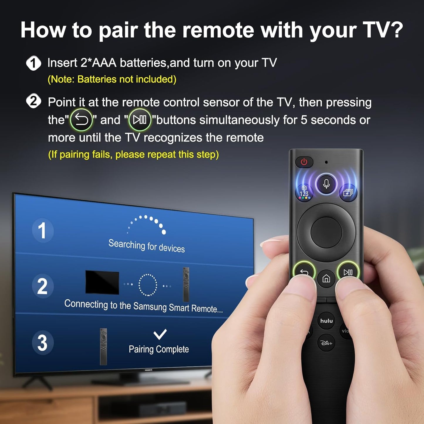 Voice Remote for Samsung-TV-Remote Replacement, Universal for 2019-2024 Samsung Smart TV Remote Control with Voice Control.No Solarcell.2-Year Warranty.