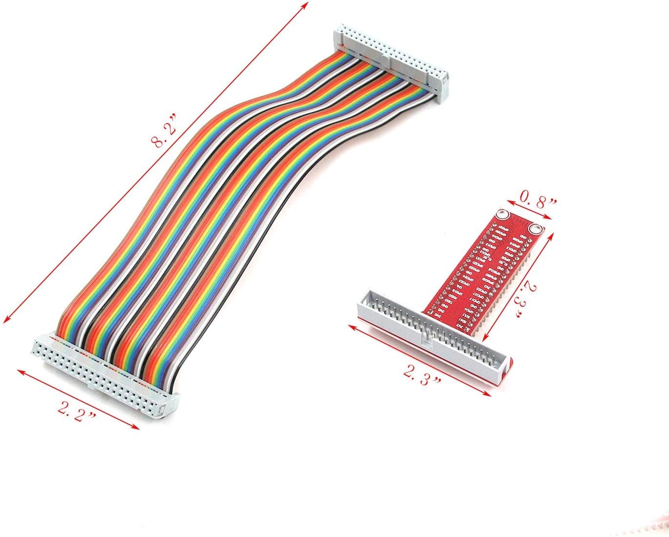 Quluxe 2 Set RPi GPIO Breakout Expansion Board + Ribbon Cable + Assembled T Type GPIO Adapter FC40 40pin Flat Ribbon Cable for Raspberry Pi B+ Kit