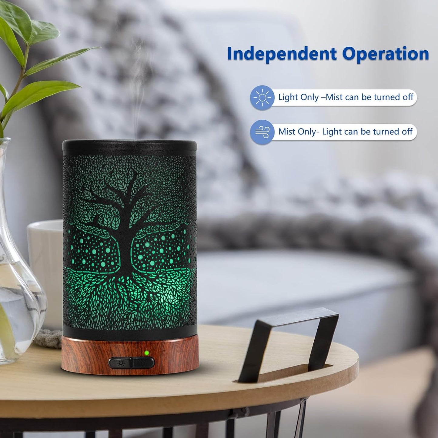 Aromatherapy Essential Oil Diffuser 150ml- Electric Cool Mist Aroma Diffuser with Intermittent Mode, Auto Shut-Off Protection, 7 Colors Changing LED Light for Home Office Decor & Gift (Life Tree)