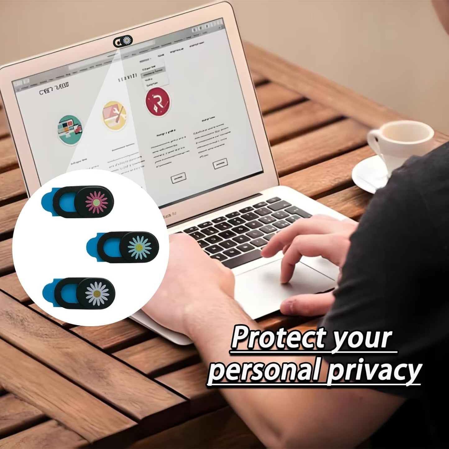 3 Pcs Laptop Camera Cover Slide, Ultra Thin Webcam Privacy Cover, Phone Camera Blocker to Protect Privacy for Laptop, Desktop, Tablet, Computer or Smartphone (Daisy)