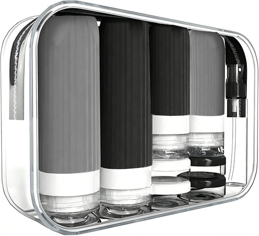 16 Pack 3.4oz Portable Travel Bottles, TSA Approved Leak-Proof Silicone Toiletry Containers, Refillable Squeezable for Shampoo, Conditioner, Cologne, Perfume & Lotion – On-the-Go Essentials