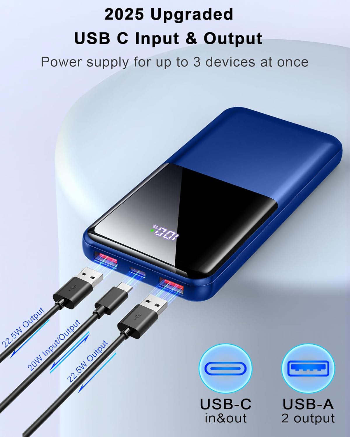 Portable Charger Power Bank, 10000mAh Mini Portable Battery Fast Charging Battery Pack Travel Essentials, PD 3.0 QC 4.0 External Phone Powerbank for iPhone Android Samsung and USB/USB-C Devices