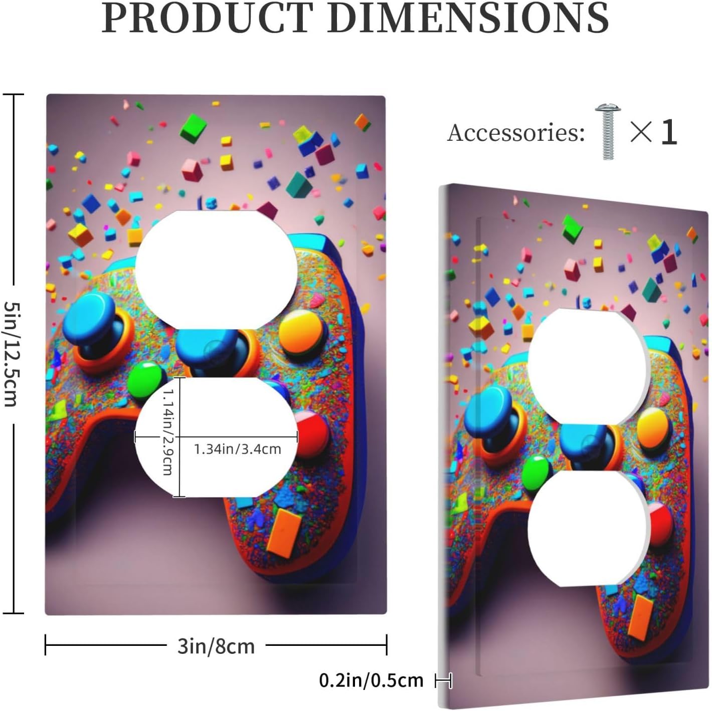 Videos Game Controller Duplex Outlet Decorative Light Switch Covers Electrical Faceplate Switchplates for Bathroom Kitchen Home
