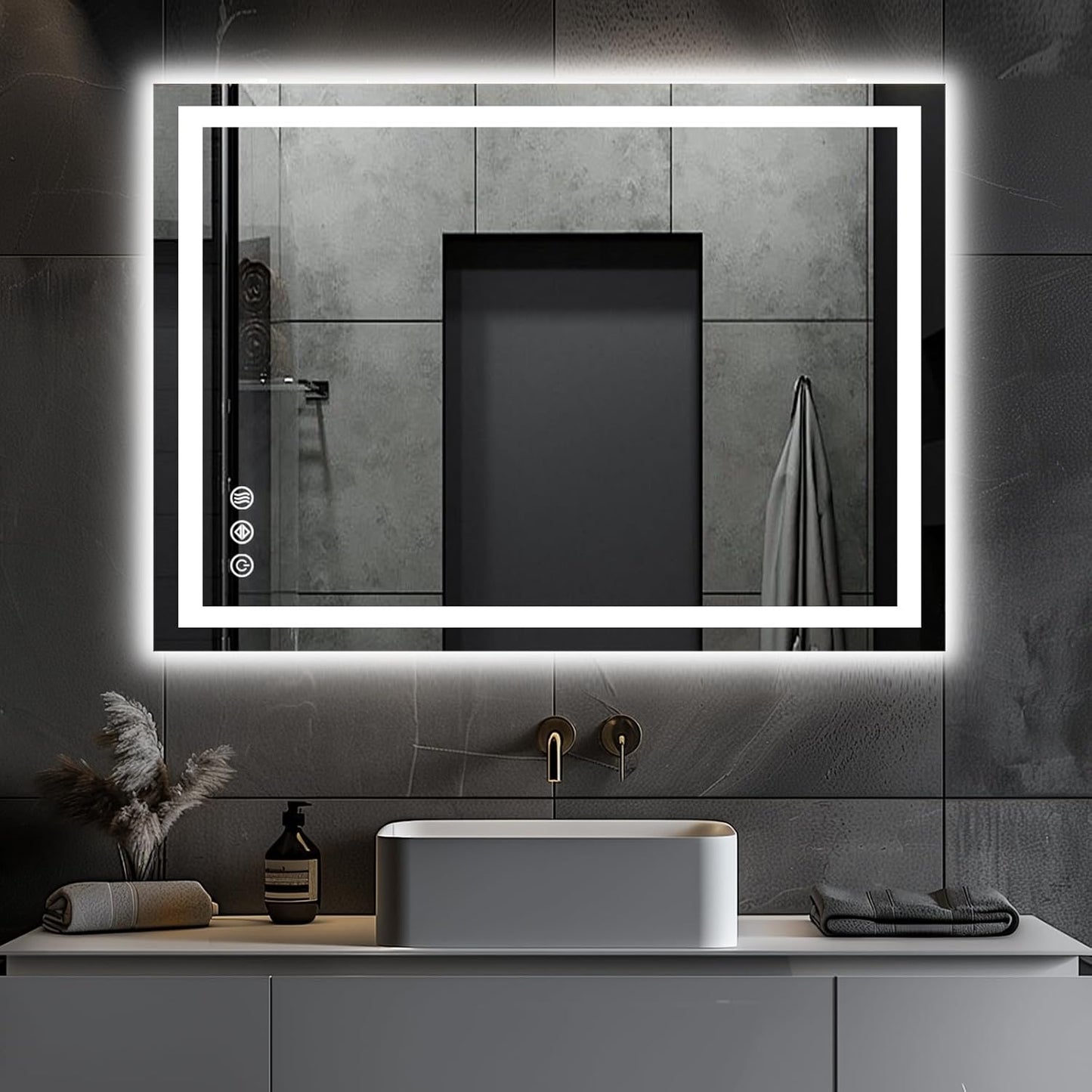 LED Bathroom Mirror, 28"x20" with Frontlit and Backlit Anti-Fog Mirror with Lights LED Vanity Mirror for Bathroom 3 Colors Temperature & Dimmable Bathroom Mirror with HD Tempered Glass