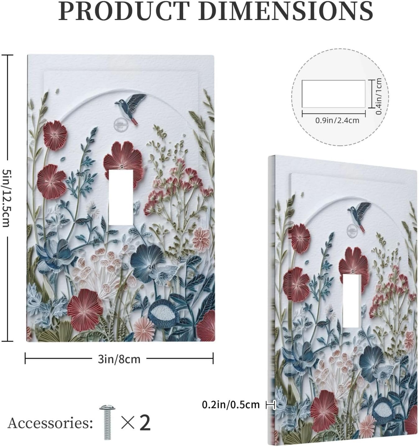 Wildflowers Flowers Floral Plants 1 Gang Single Toggle Wall Plate Cover Decorative Light Switch Covers Electrical Faceplate Switch Plates for Bathroom Kitchen Home