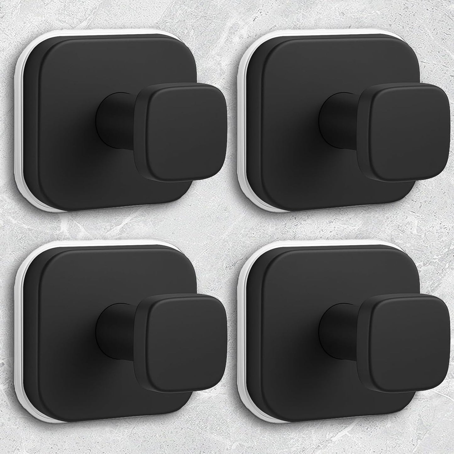 Shower Hooks for Inside Shower,Reusable Suction Cup Hooks for Glass Window,Mirror,Removable Towel Hooks for Bathroom,4 Pack(Black)