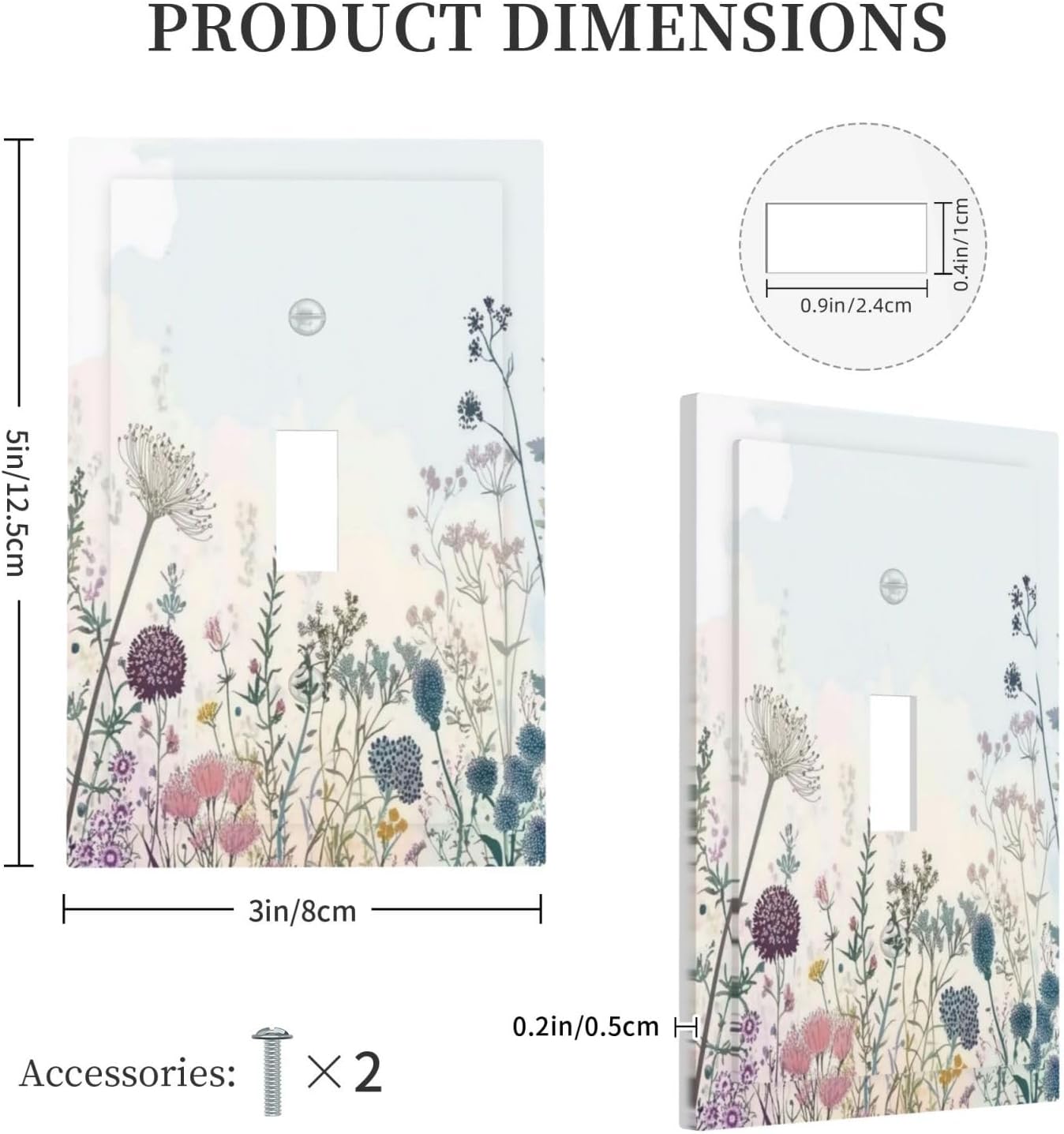 Colorful Wildflower Watercolor Dandelion Floral Decorative Light Switch Cover 1 Gang Single Toggle Device Electrical Faceplate Switchplates Decorator Outlet Wall Plate For Cabin Home Decor