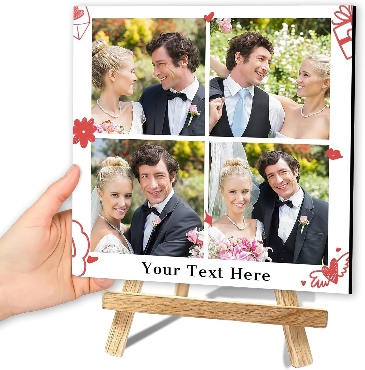 Custom Photo Frame with Stand, Personalized Picture Display, MDF and Wood Construction, Desktop Decor, Multiple Designs, Customizable Gift for Family and Friends
