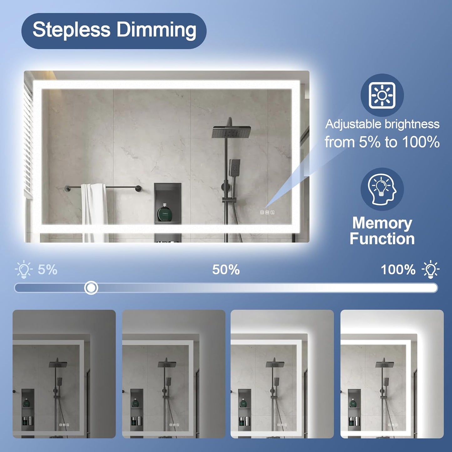 STARLEAD Led-Bathroom-Mirror-with-Lights, 40"x28" Wall-Mounted with 3 Colors Dimmable Light, Bluetooth Speaker, Anti-Fog, Memory, Tempered Glass, Front & Backlit (Horizontal/Vertical)
