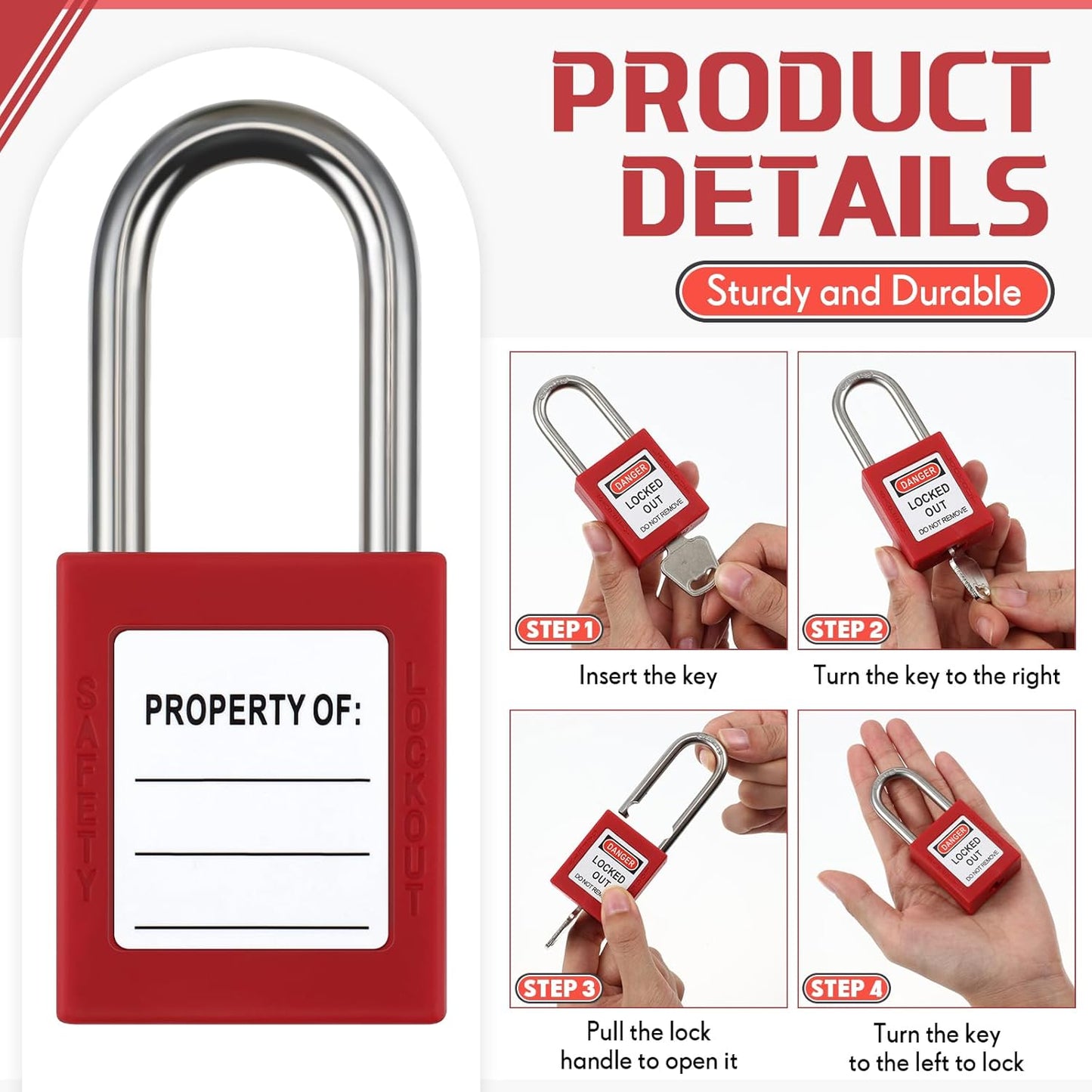 Landhoow 36 Set Lockout Tagout Locks and Keys Kit Loto Locks Different Safety Lock 2 Keys Per Lock Tag Out Padlocks for Electrical Lockout Tag Out Stations and Devices Kits (Red)