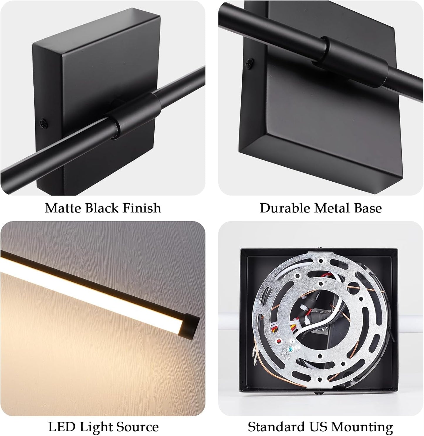 LED Wall Sconces with Remote Control, Dimmable Wall Sconces Set of Two, 5 Colors 3000K-6500K & Dimmable, Hardwire Wall Light with Timer & Night Light, LED Black Wall Lamps for Living Room, Bedroom