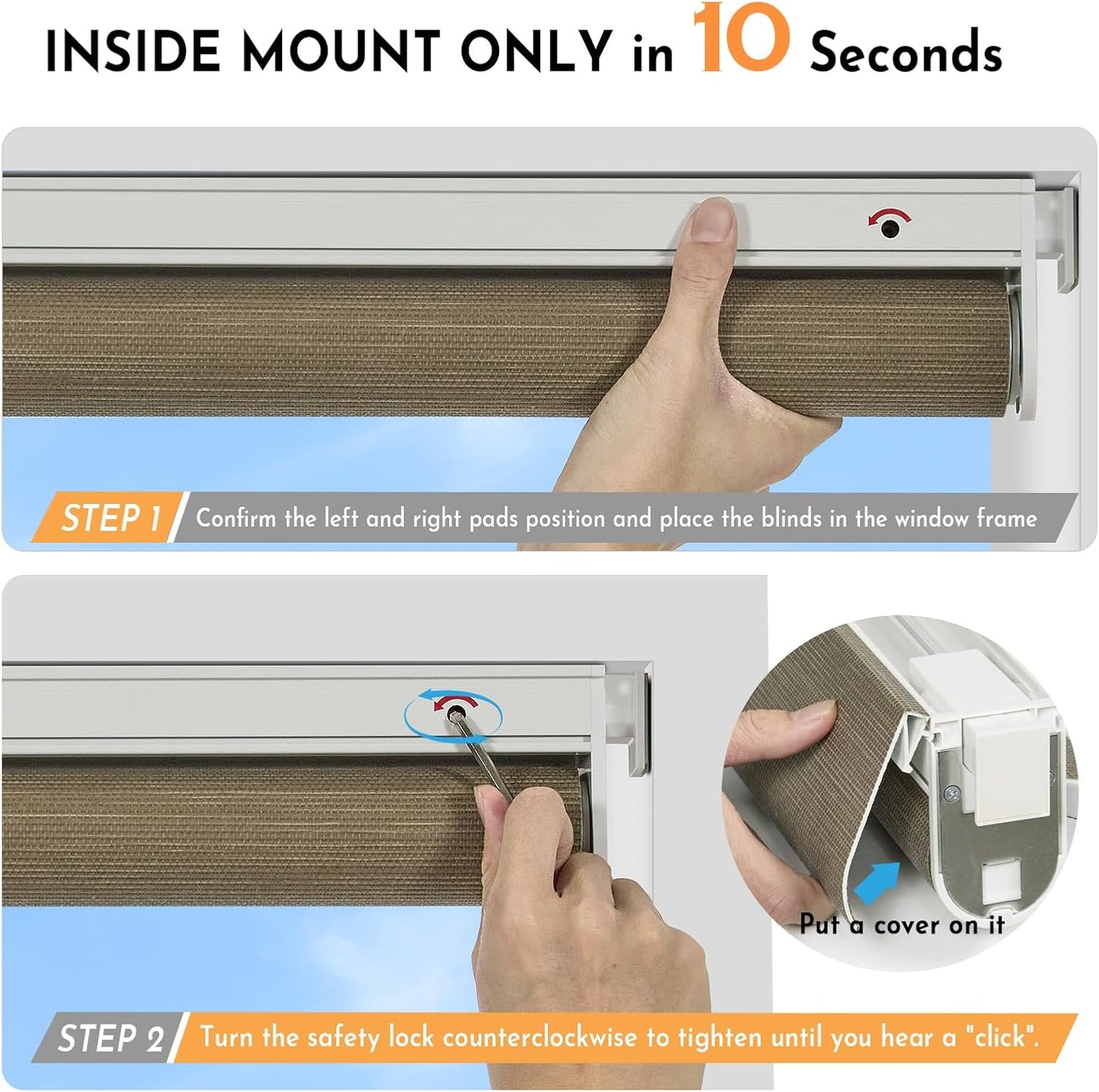Persilux Smart Motorized Blinds with Remote, No Drill Automatic Roller Shades for Indoor Windows, Light Filtering Linen Fabric, Electric Blinds for Windows, Weave Caribou C162-5, Custom Size