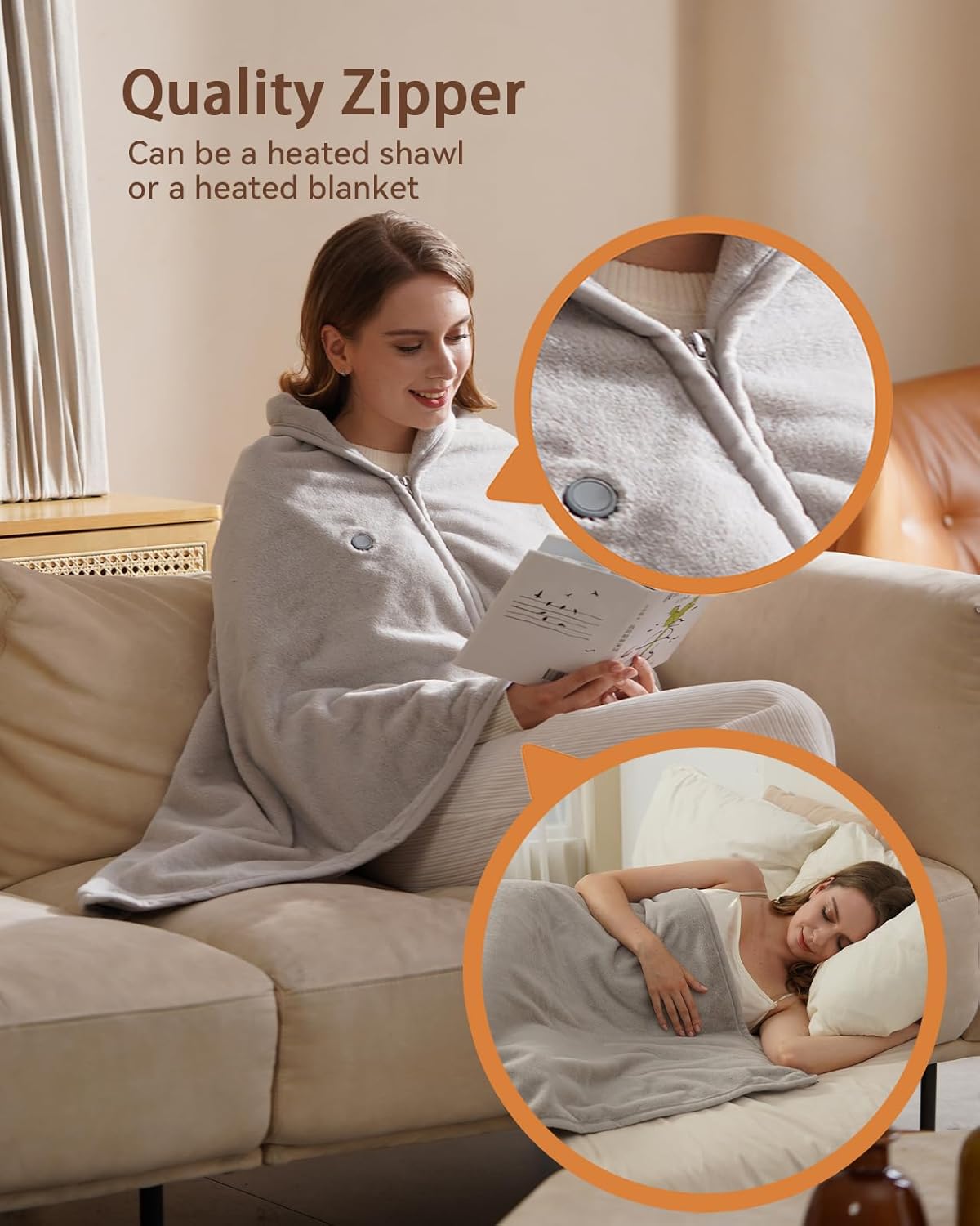 Rechargeable Warming Blanket with Battery Pack, Cordless Heated Throw for Home, Office, Car & Travel — Portable Wearable Shawl Design, Soft Cozy Fabric, Fast Heat Technology for People Who Always Cold