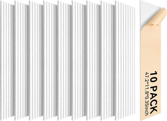 Self-Adhesive Acoustic Panels, 10 Pack Large Soundproof Wall Panel, High Density Sound Proof Panels, Decorative Absorbing Acoustic Treatment for Home Studio Office (White)