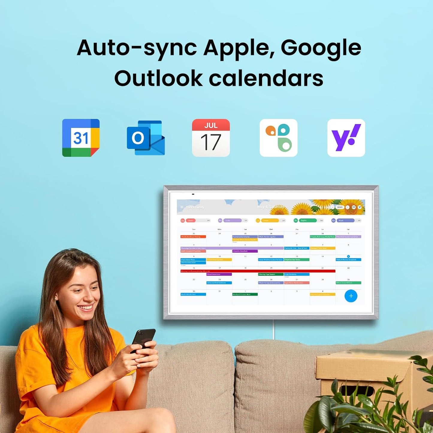 ApoloSign 27" Digital Calendar: Dual Mode Calendars with Google Play & Multi-calendar Sync, Electronic Planner & Chore Chart, Smart Touchscreen, Interactive Display for Family Schedule(Gray, 27-inch)